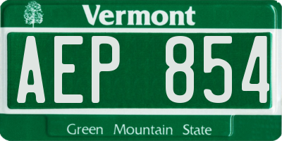 VT license plate AEP854