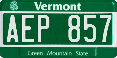 VT license plate AEP857