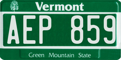 VT license plate AEP859