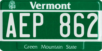 VT license plate AEP862