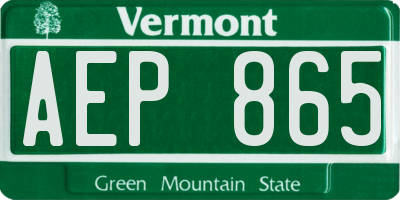 VT license plate AEP865