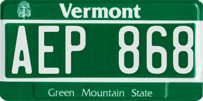 VT license plate AEP868
