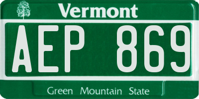 VT license plate AEP869