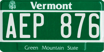 VT license plate AEP876