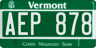 VT license plate AEP878
