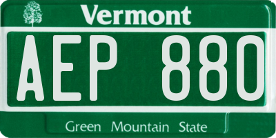 VT license plate AEP880