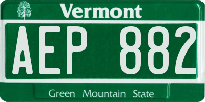 VT license plate AEP882