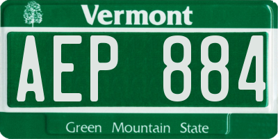 VT license plate AEP884
