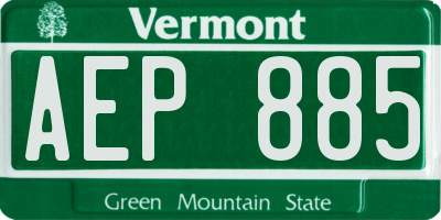 VT license plate AEP885