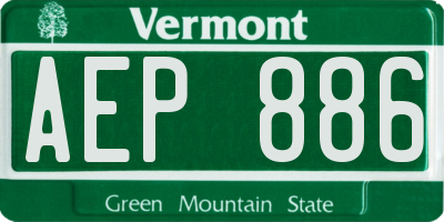 VT license plate AEP886