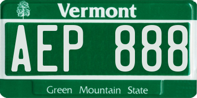 VT license plate AEP888