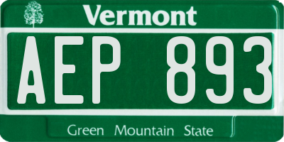 VT license plate AEP893
