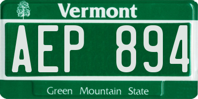 VT license plate AEP894