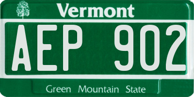 VT license plate AEP902