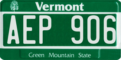VT license plate AEP906