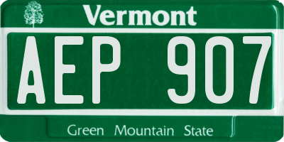 VT license plate AEP907