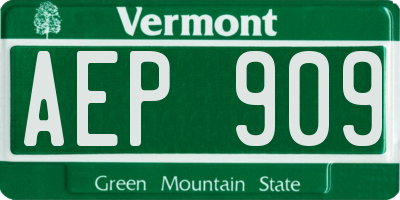 VT license plate AEP909