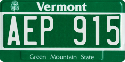 VT license plate AEP915