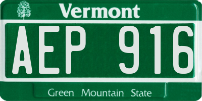 VT license plate AEP916