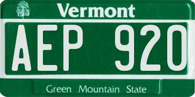 VT license plate AEP920