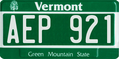 VT license plate AEP921