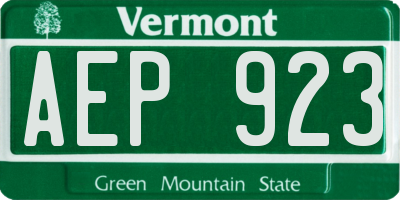 VT license plate AEP923