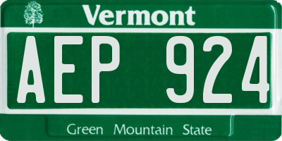 VT license plate AEP924
