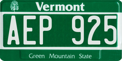 VT license plate AEP925