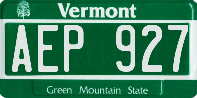VT license plate AEP927