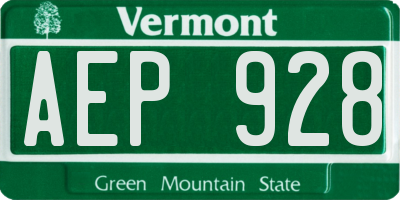 VT license plate AEP928