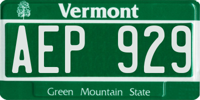 VT license plate AEP929