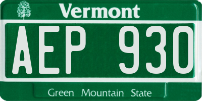 VT license plate AEP930