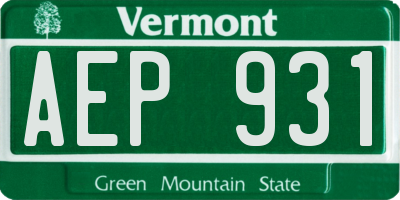 VT license plate AEP931