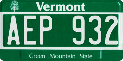 VT license plate AEP932