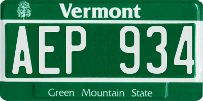 VT license plate AEP934