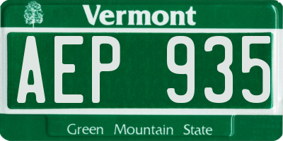 VT license plate AEP935