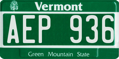 VT license plate AEP936