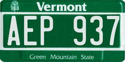 VT license plate AEP937