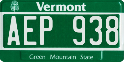 VT license plate AEP938