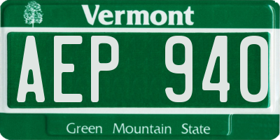 VT license plate AEP940
