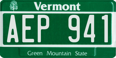 VT license plate AEP941
