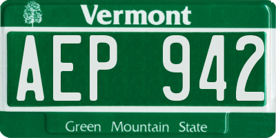 VT license plate AEP942