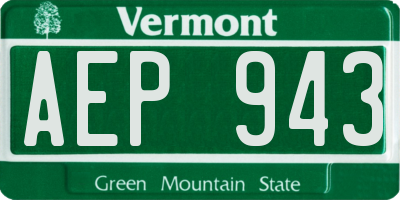 VT license plate AEP943