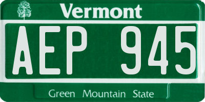 VT license plate AEP945