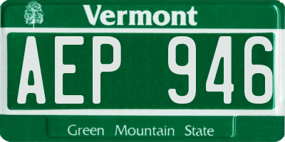 VT license plate AEP946