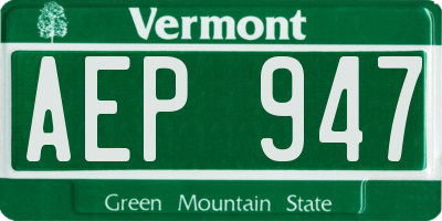 VT license plate AEP947