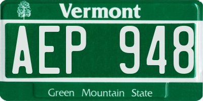 VT license plate AEP948