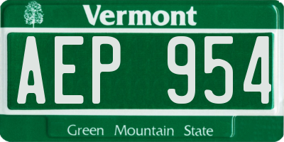 VT license plate AEP954