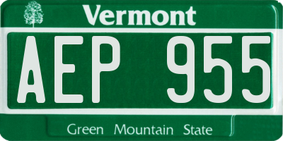 VT license plate AEP955