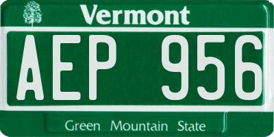 VT license plate AEP956